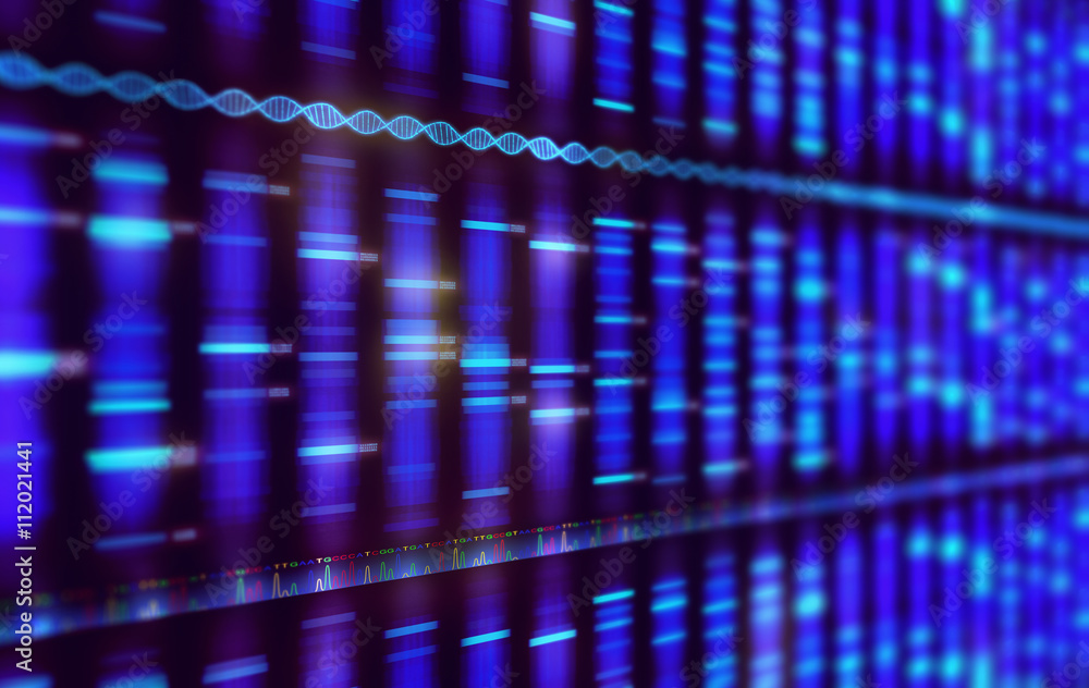 Sanger Sequencing Background. Illustration of a method of DNA sequencing. Image with depth of field.