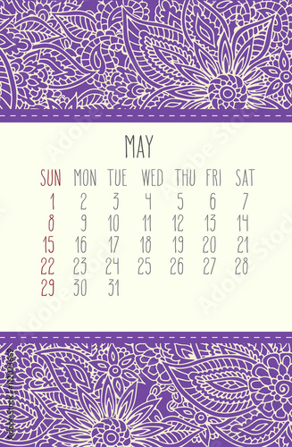 May 2016 calendar