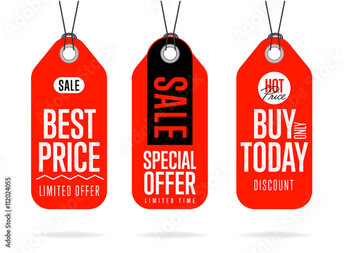 Sale tag vector isolated. Sale sticker with special advertisement offer. Best price tag. Buy today tag. Special offer tag.