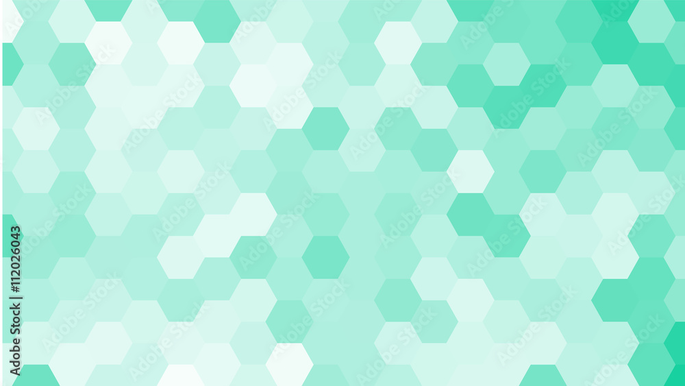 Pastel white and turquoise geometric hexagon pattern without contour. Ocean style. Polygonal shape.