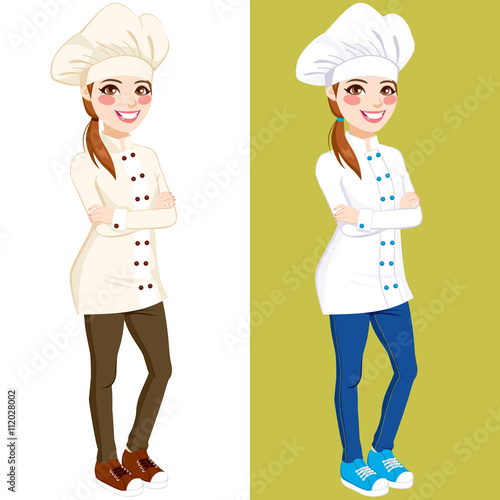 Confident chef woman standi...