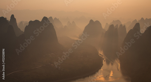 Canvas Print Misty morning sunrise