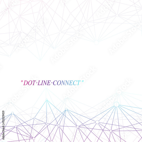 Colorful graphic background molecule and communication. Connection line with dots. Geometric abstract composition for your design. Science, technology background. Vector illustration.