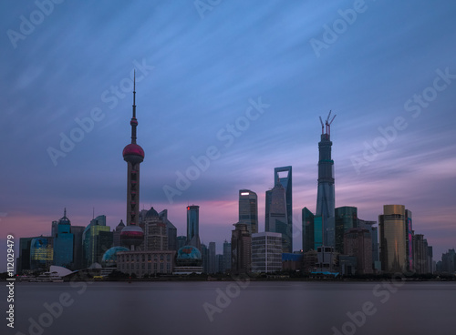 Shanghai skyline at sunset