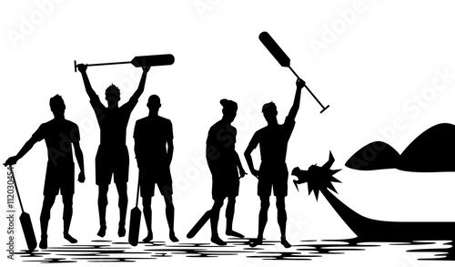 Dragon boat crew winning Silhouette illustration design