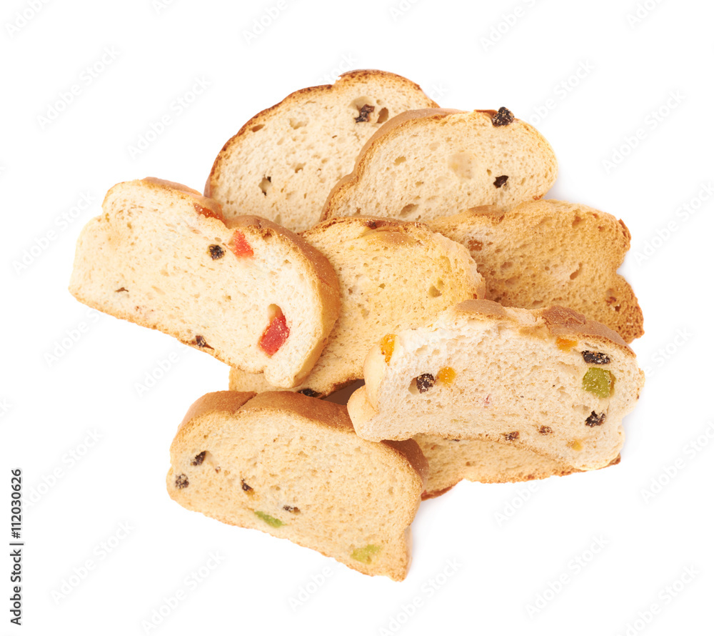 Pile of rusks isolated over the white background Pile of rusks isolated over the white background