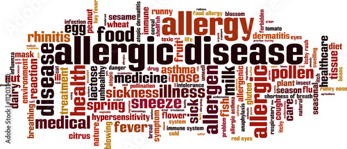 Allergic disease word cloud concept. Vector illustration