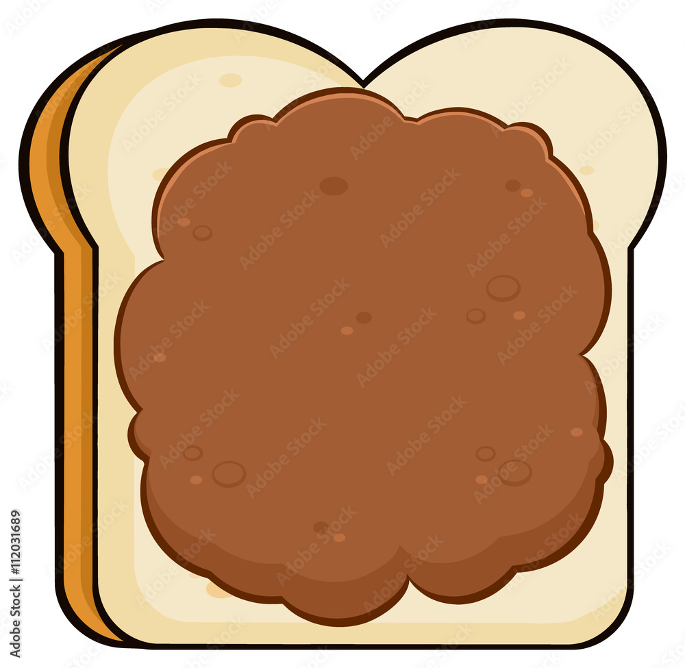 Cartoon Toast Bread Slice With Peanut Butter Stock Vector | Adobe Stock