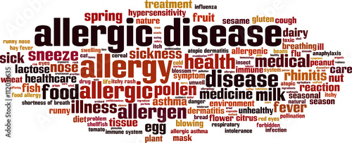 Allergic disease word cloud concept. Vector illustration