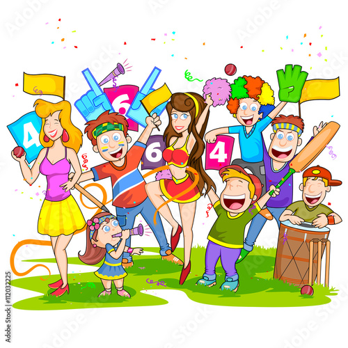 Group of people cheering for cricket match