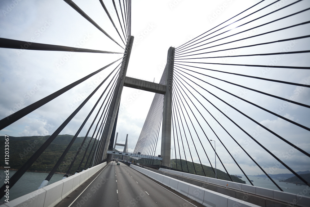 Fototapeta premium On the left side at highway driving route and bridge