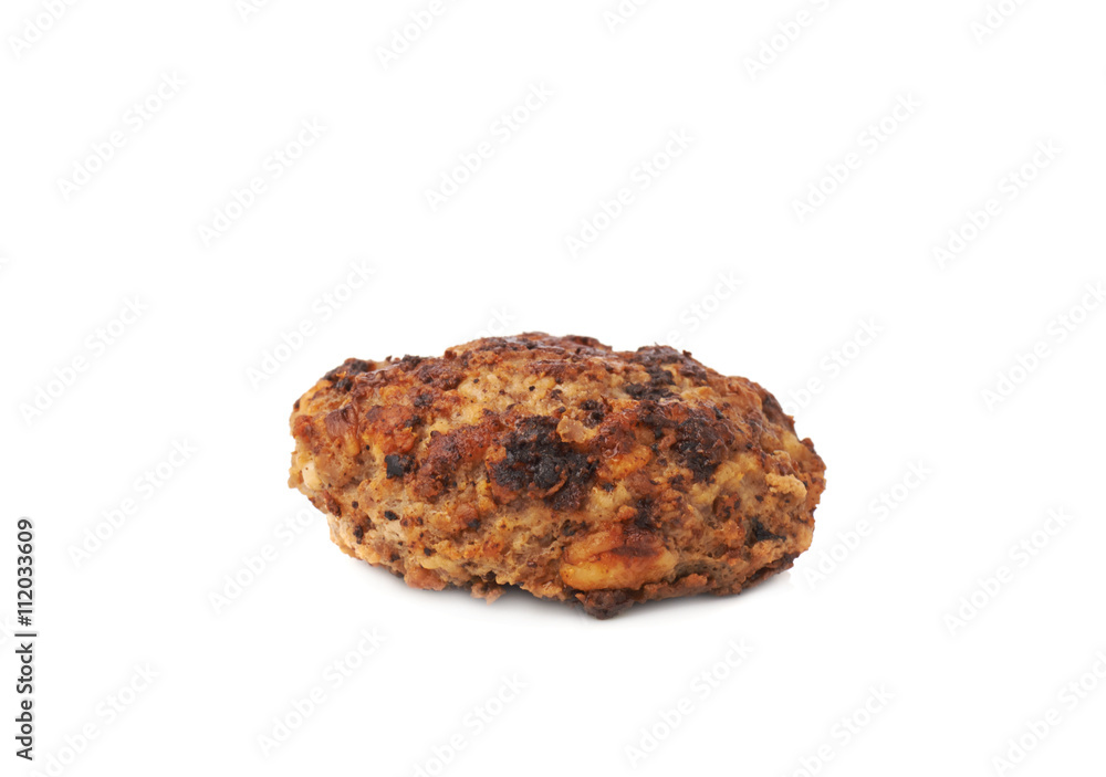 Single hand made cutlet isolated over white background Single hand made cutlet isolated over white background