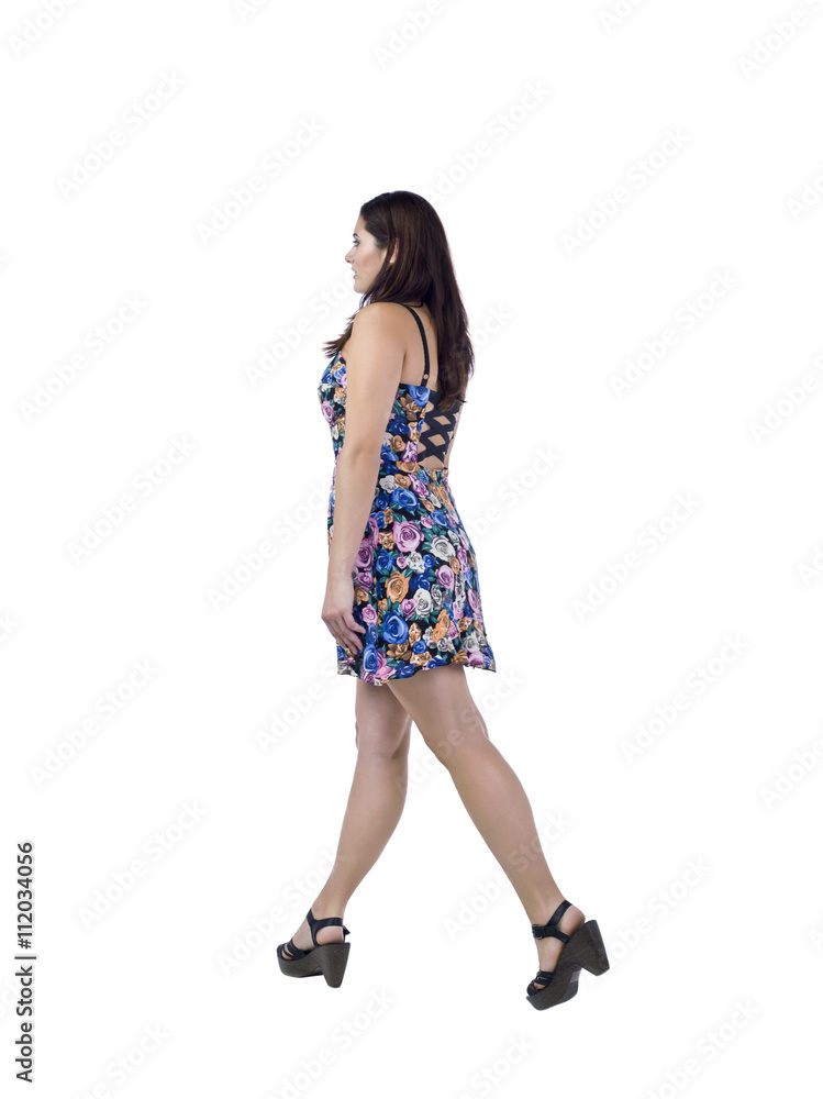 walking woman in dress