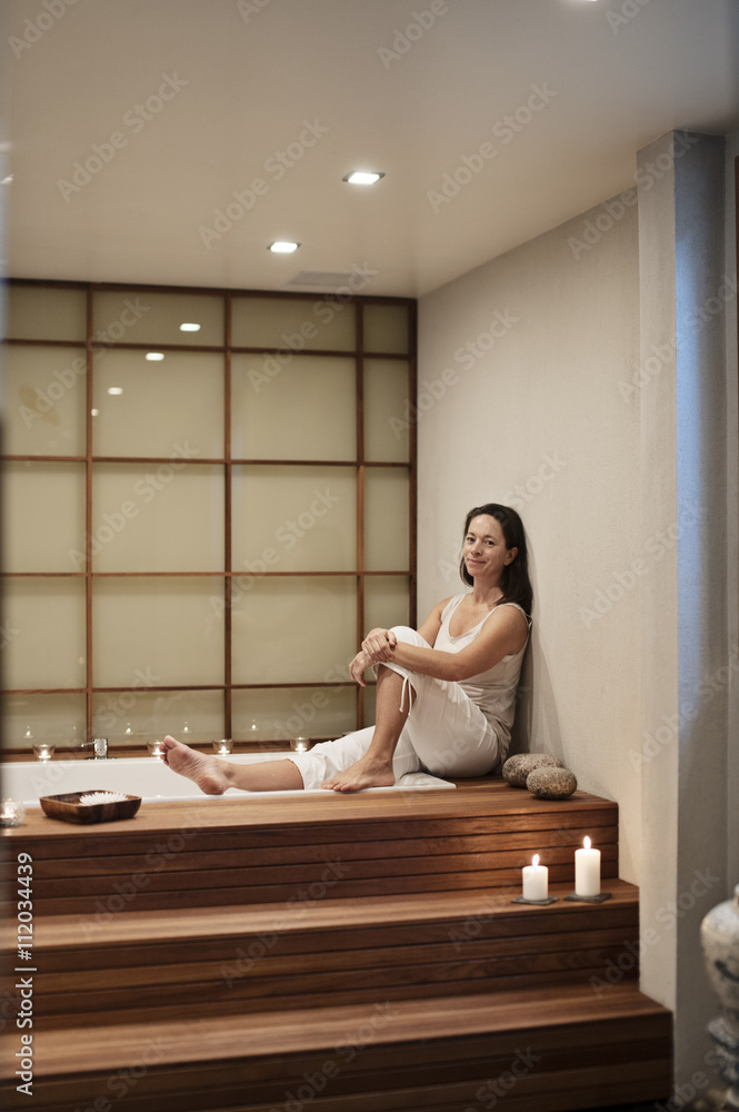 Woman resting in spa Woman resting in spa
