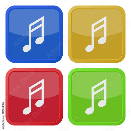 set of four square icons with musical note