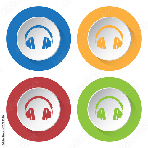 set of four icons - headphones
