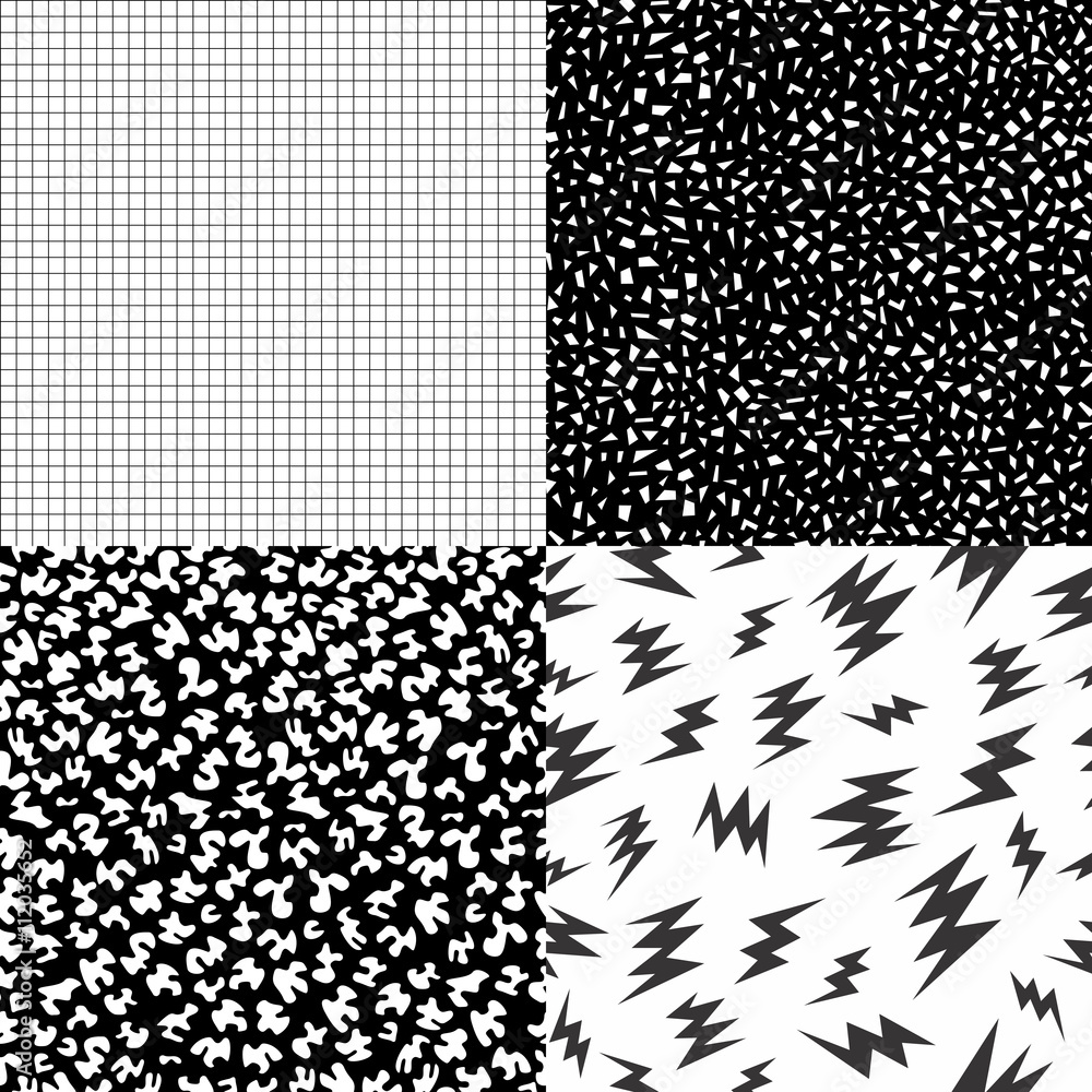 80s retro memphis pattern set with geometric shape