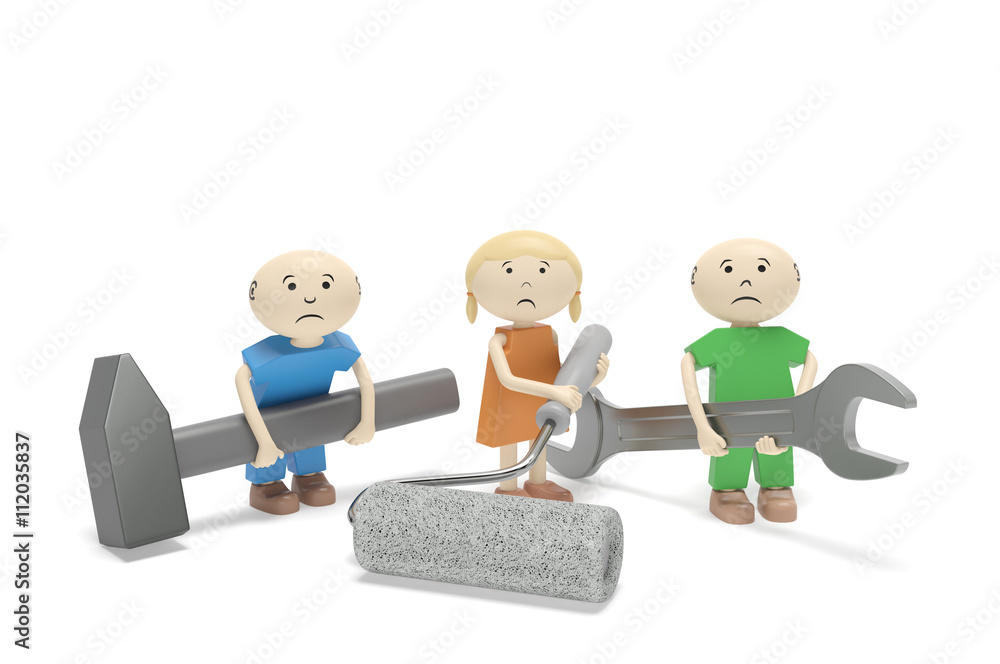 World Day Against Child Labour. Abstract sad children with tools (wrench, hammer, paint roller) as symbol of child labour exploitation, child slavery, protection of children from hard work Stock Illustration | Adobe World Day Against Child Labour. Abstract sad children with tools (wrench, hammer, paint roller) as symbol of child labour exploitation, child slavery, protection of children from hard work Stock Illustration | Adobe