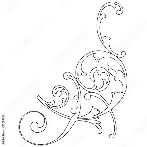 Vintage baroque frame scroll ornament engraving border floral retro pattern antique style acanthus foliage swirl decorative design element filigree calligraphy vector | damask - stock vector