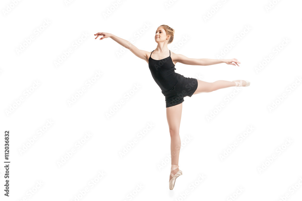 Young ballet dancer in mid air