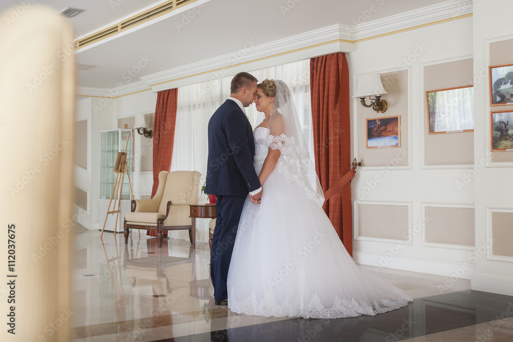 Portrait of a bride and groom in the Interior Portrait of a bride and groom in the Interior
