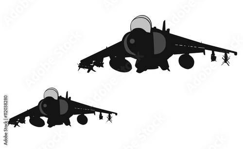 Air strike. Jets flying. Vector silhouettes
