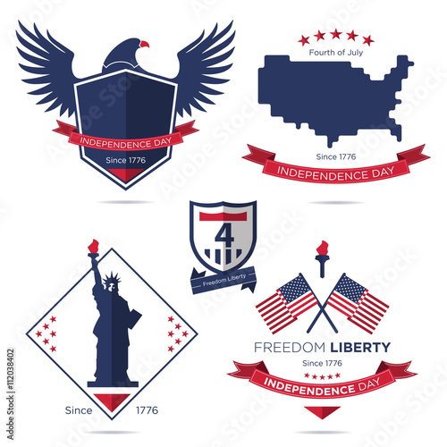 Badge and label set, American independence day, Fourth of July, July 4th. vector illustration