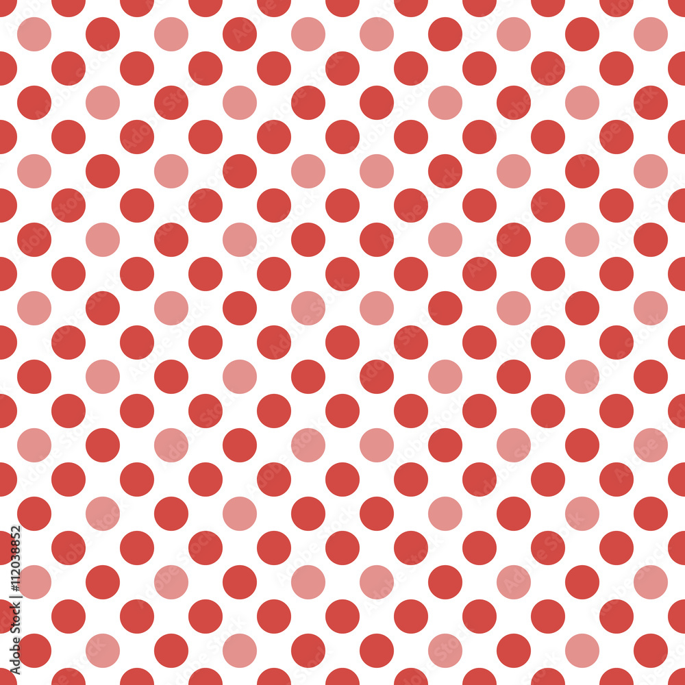 Abstract seamless pattern of circles in white and red colors