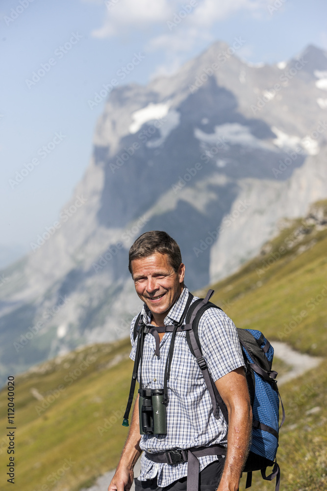 Smiling man hiking Smiling man hiking