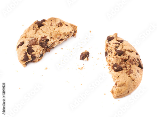 Broken into pieces cookie isolated over the white background