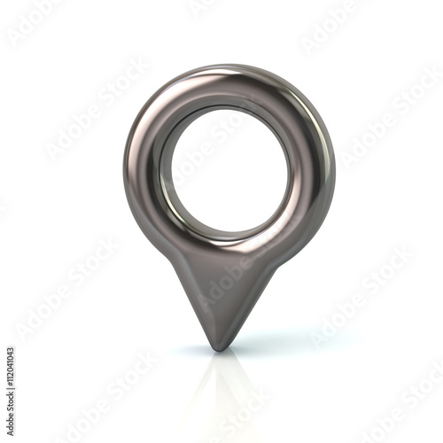 3d illustration of silver map pointer pin