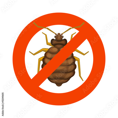 Home Bedbug Red Sign on White Background. Vector
