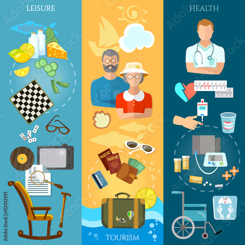 Nursing home banners pensioner active lifestyle social care