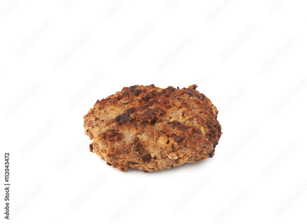Single hand made cutlet isolated over white background Single hand made cutlet isolated over white background