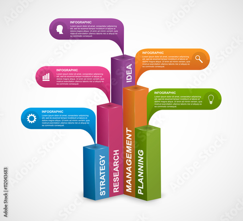 Abstract 3D digital options infographics template.