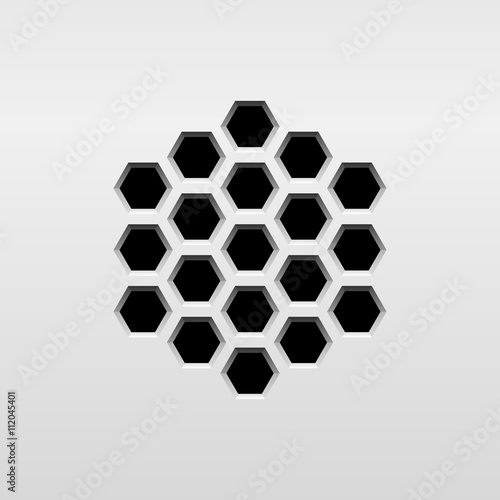 Abstract audio speaker template, dynamic with perforated grill pattern and white background for design elements, web, prints, apps, UI. Vector illustration.