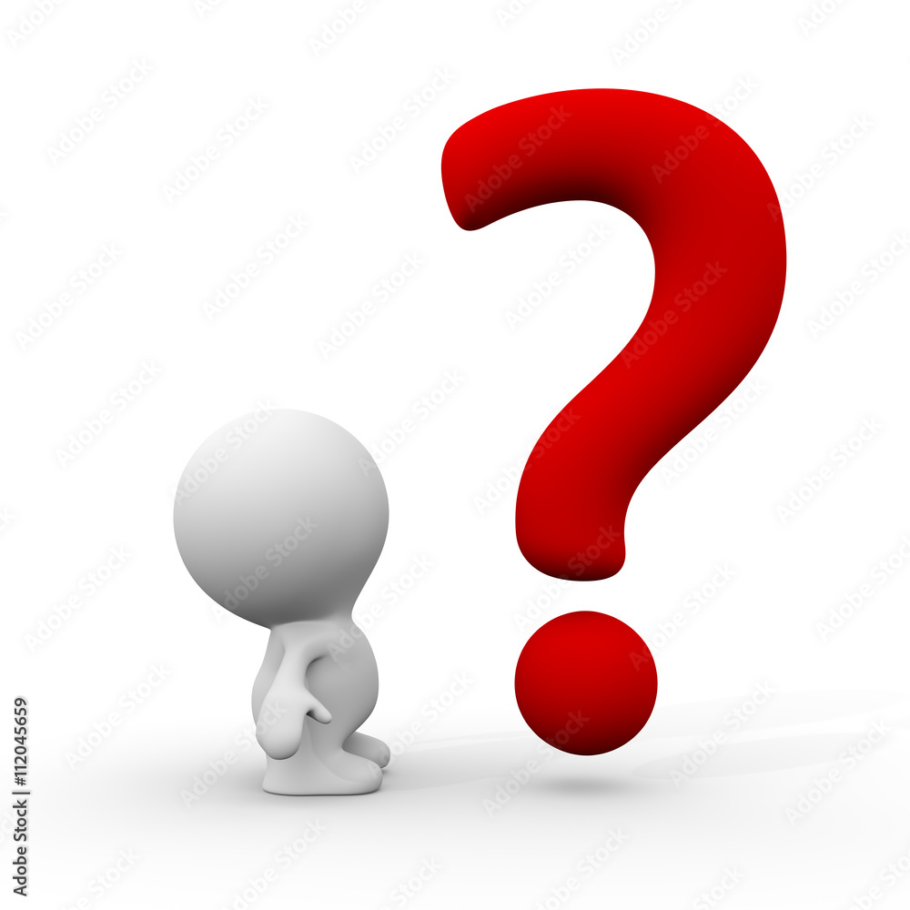 human 3d person looking at red question mark human 3d person looking at red question mark