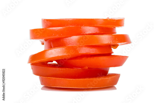 Sliced tomato on white background