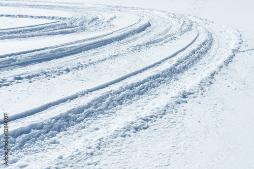 snowmobile trail in winter