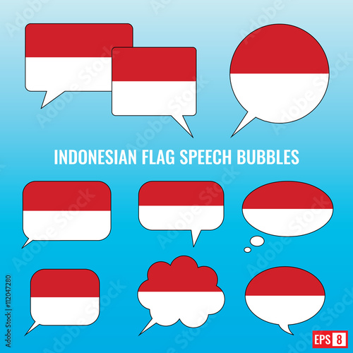 Indonesian Flag Speech Bubbles
