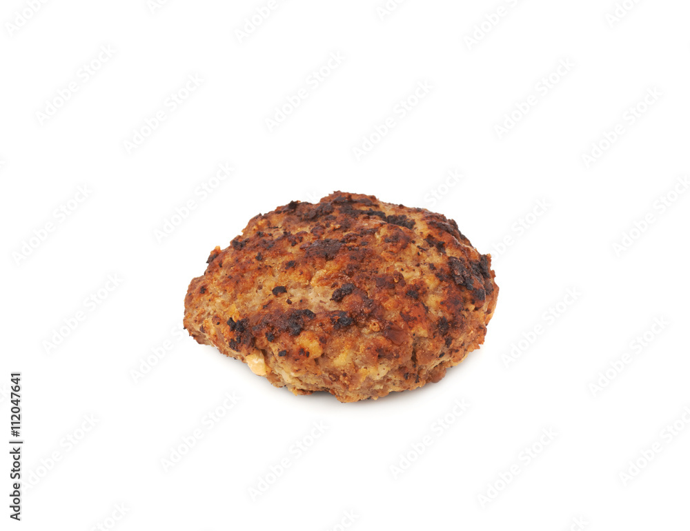 Single hand made cutlet isolated over white background Single hand made cutlet isolated over white background