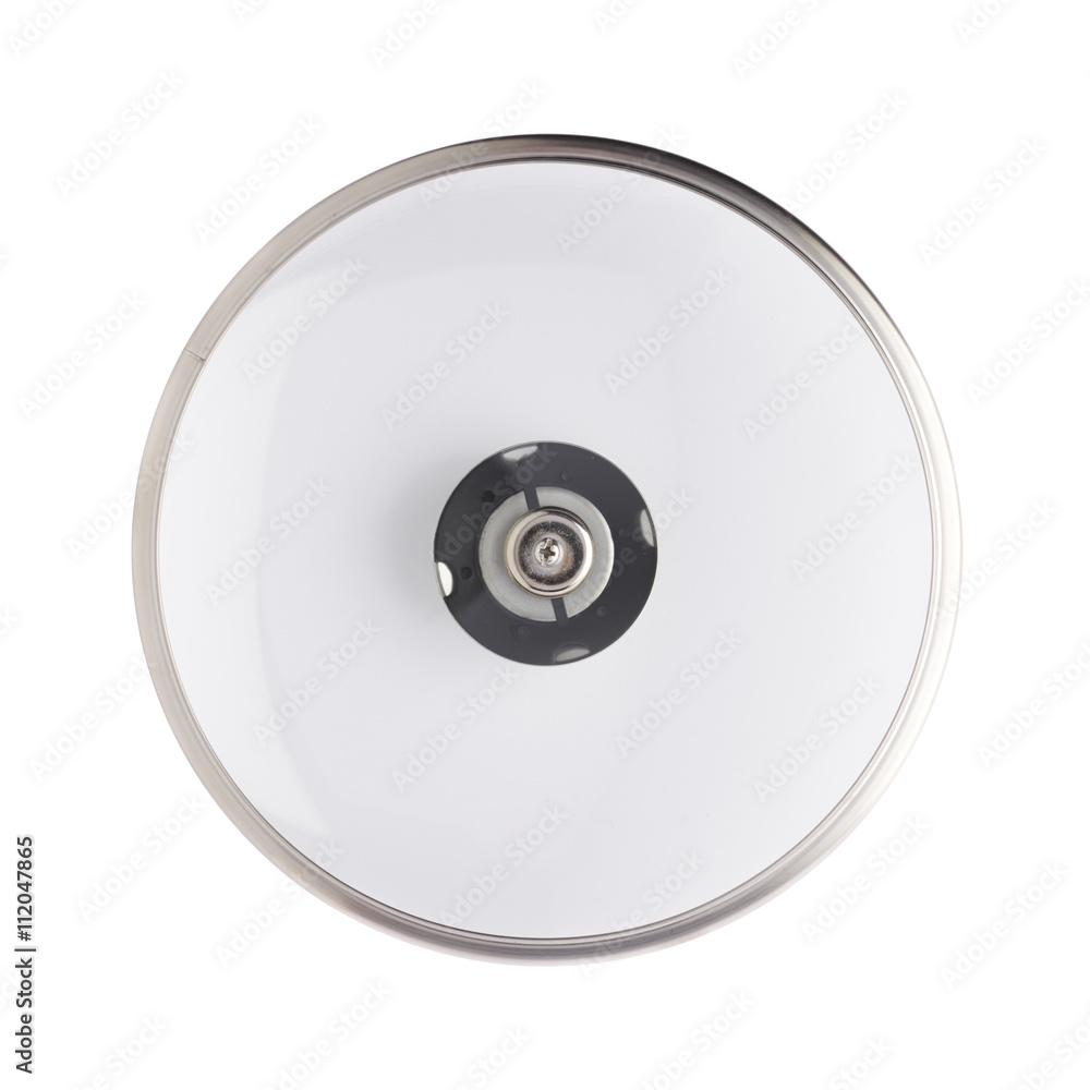 Cap of stainless steel cooking pot pan isolated over white background Cap of stainless steel cooking pot pan isolated over white background