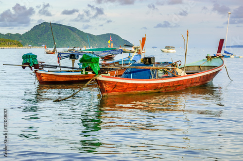 Anchored long-tail boats, Phuket, Thailand