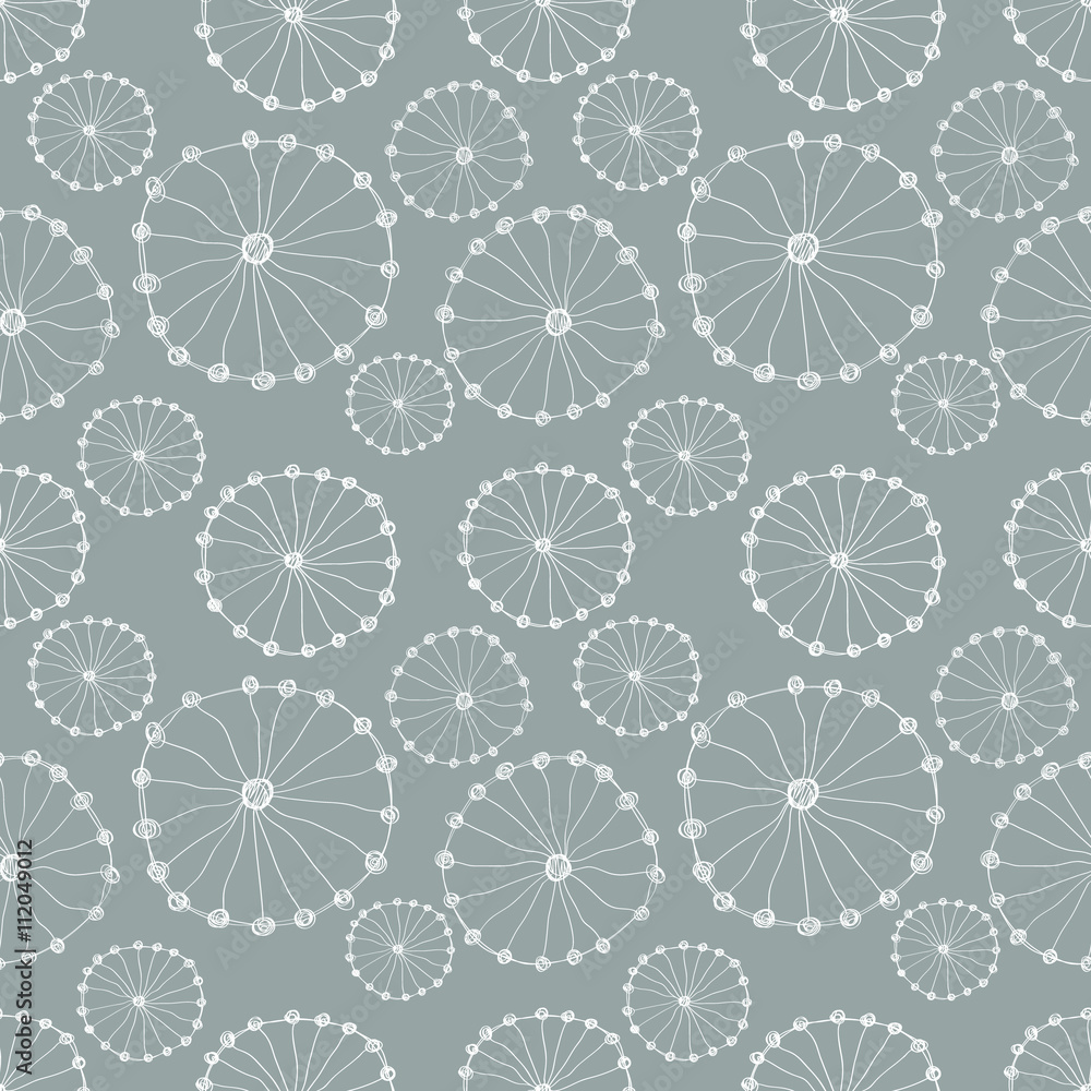 Seamless vector floral pattern. Grey hand drawn background with abstract flowers. Series of Hand Drawn Seamless Patterns. Seamless vector floral pattern. Grey hand drawn background with abstract flowers. Series of Hand Drawn Seamless Patterns.