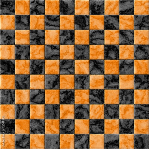 Checkerboard texture - orange and black pattern 