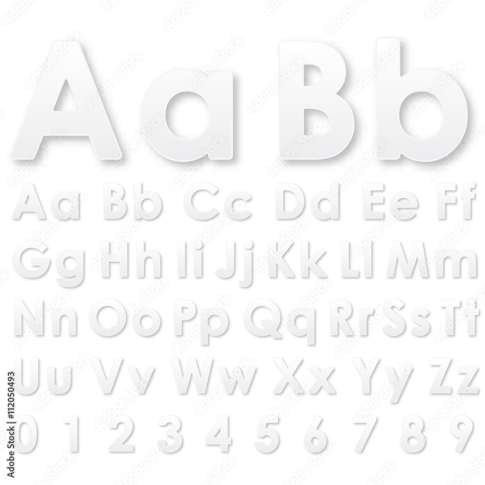 Alphabet letters on a white background