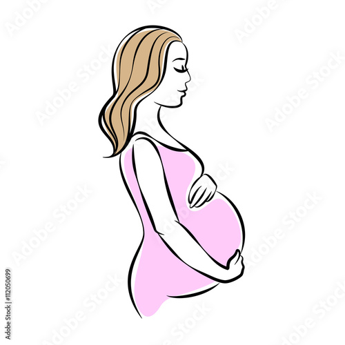 Pregnant woman stylized silhouette  mother care icon. Vector