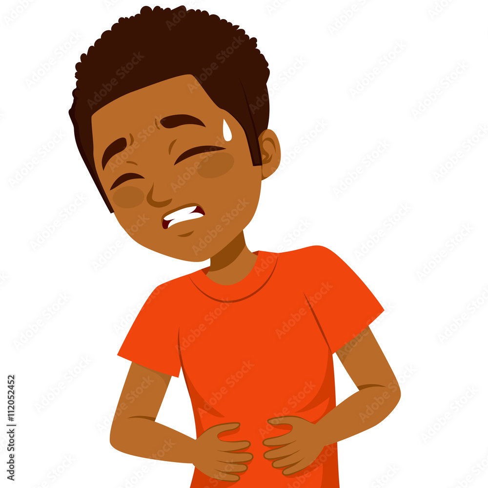 African American little boy touching his belly having terrible stomachache pain African American little boy touching his belly having terrible stomachache pain