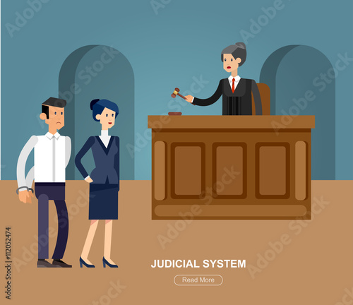 Law horizontal banner set with judical system elements isolated vector illustration