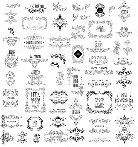 Set of elegant calligraphic design. Vector illustration.